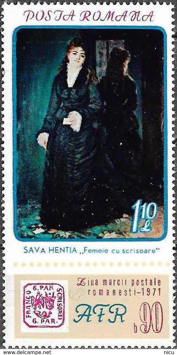 1971 - PAINTING - LADY WITH LETTER AFTER SAVA HENTIA - Otros & Sin Clasificación