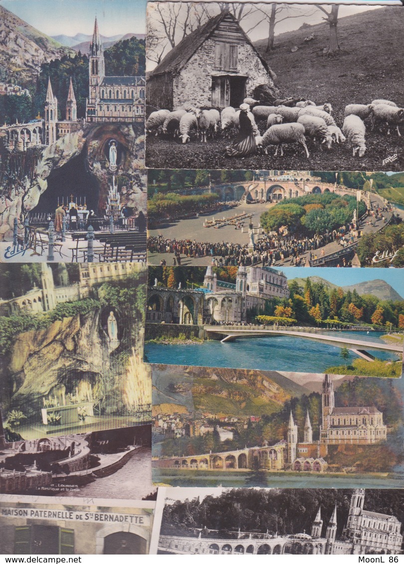 65 - LOURDES -  LOT DE 55 CARTES POSTALES  FORMAT 9X14 - Holy Places