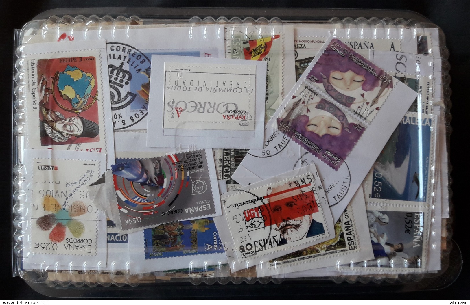 ESPAÑA SPAIN ESPAGNE - KILOWARE 250 G. Sellos Usados, Con Papel / Used Stamps, On Paper / Timbres Oblitérés, Sur Papier - Vrac (max 999 Timbres)