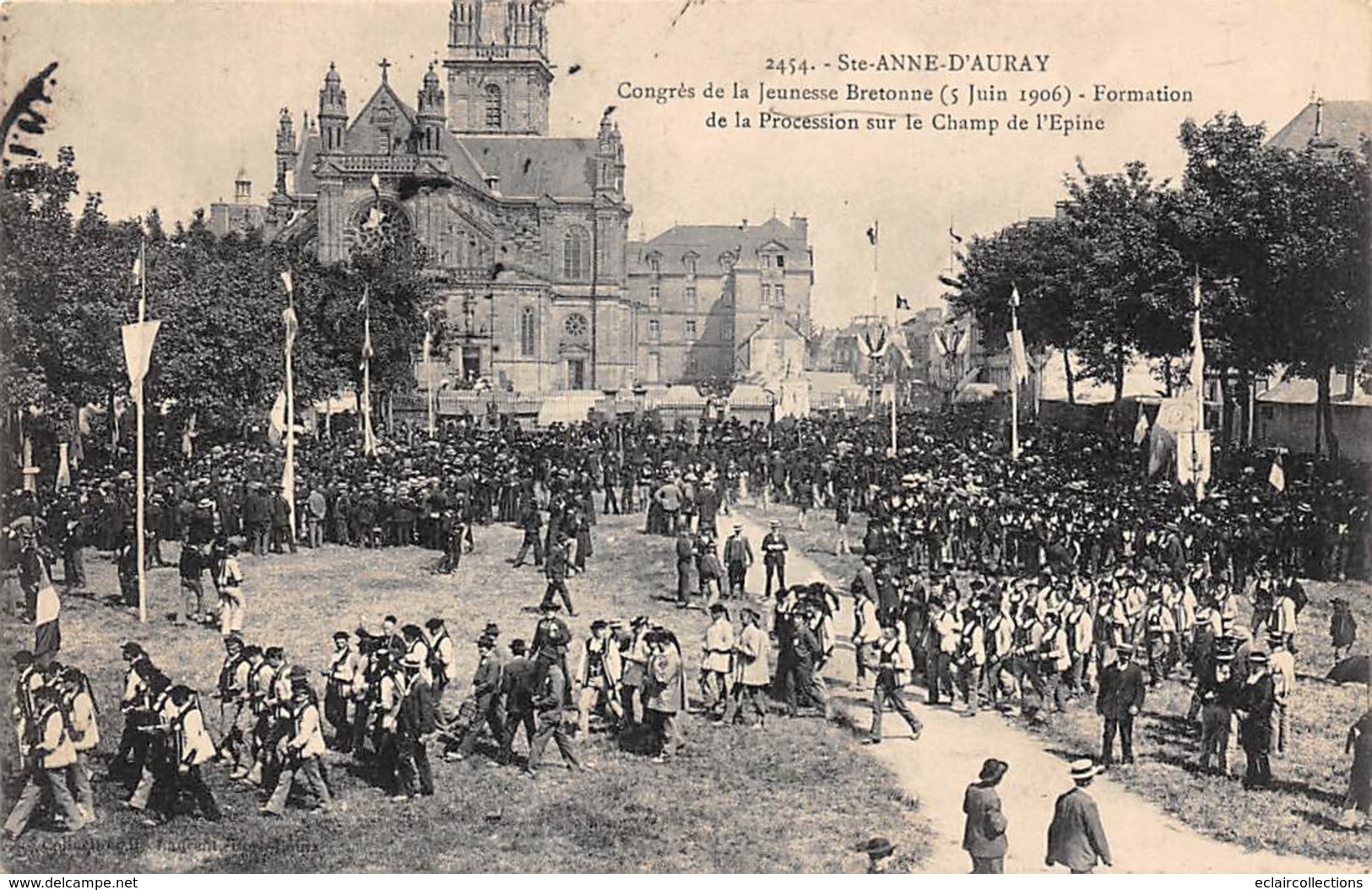 Sainte Anne D'Auray         56   Congrès De La Jeunesse Bretonne  Juin 1906. Formation De La Procession      (Voir Scan) - Sainte Anne D'Auray