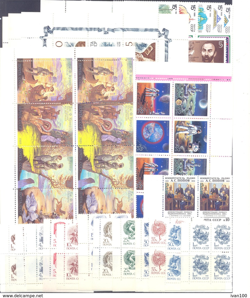1989. USSR/Russia, Complete Year Set, 4 Sets In Blocks Of 4v Each + Sheetlets & Sheets, Mint/** - Ongebruikt