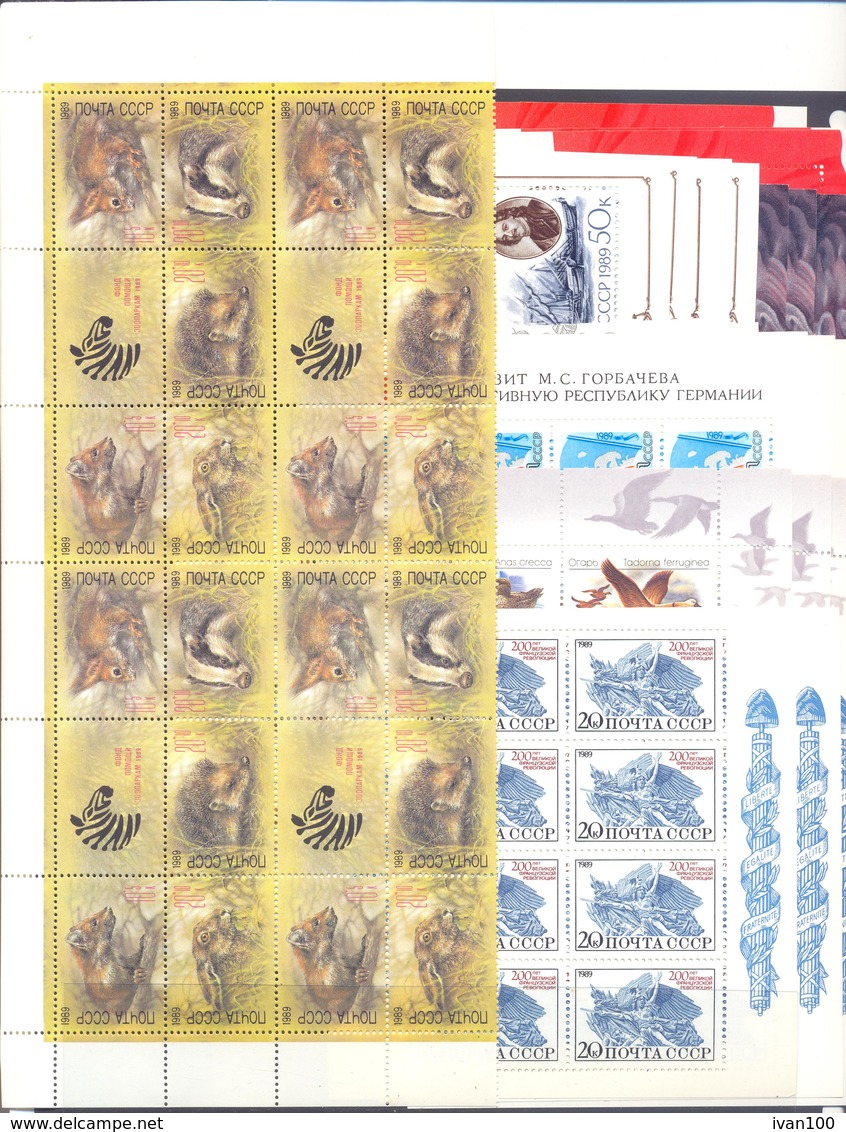 1989. USSR/Russia, Complete Year Set, 4 Sets In Blocks Of 4v Each + Sheetlets & Sheets, Mint/** - Nuovi