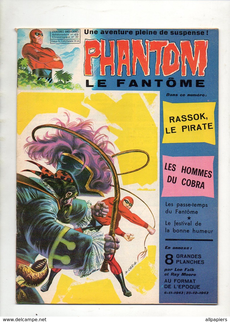 Phantom Le Fantôme N°416 Rassok Le Pirate - Les Hommes Du Cobra - Les Passe-temps Du Fantôme De 1972 - Phantom