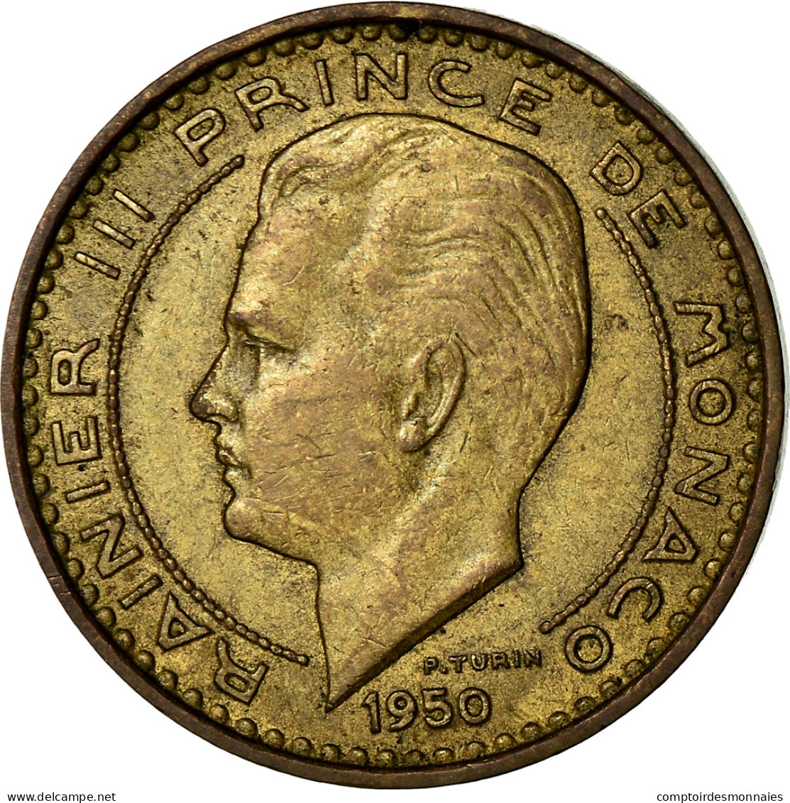 Monnaie, Monaco, Rainier III, 10 Francs, 1950, TTB, Aluminum-Bronze - 1949-1956 Old Francs