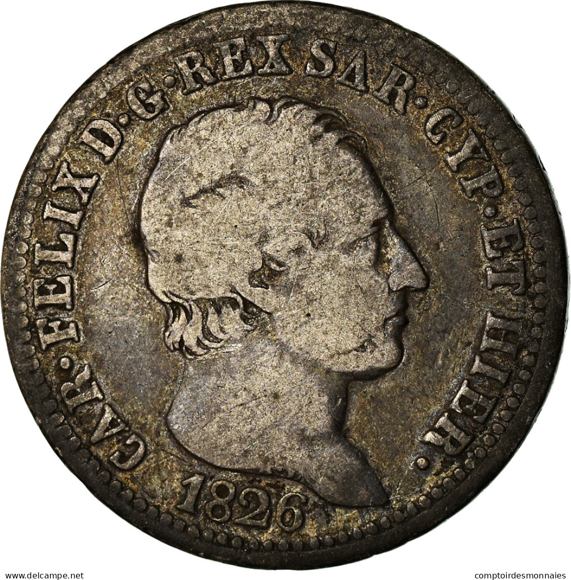 Monnaie, États Italiens, SARDINIA, Carlo Felice, Lira, 1826, Torino, TB+ - Italian Piedmont-Sardinia-Savoie