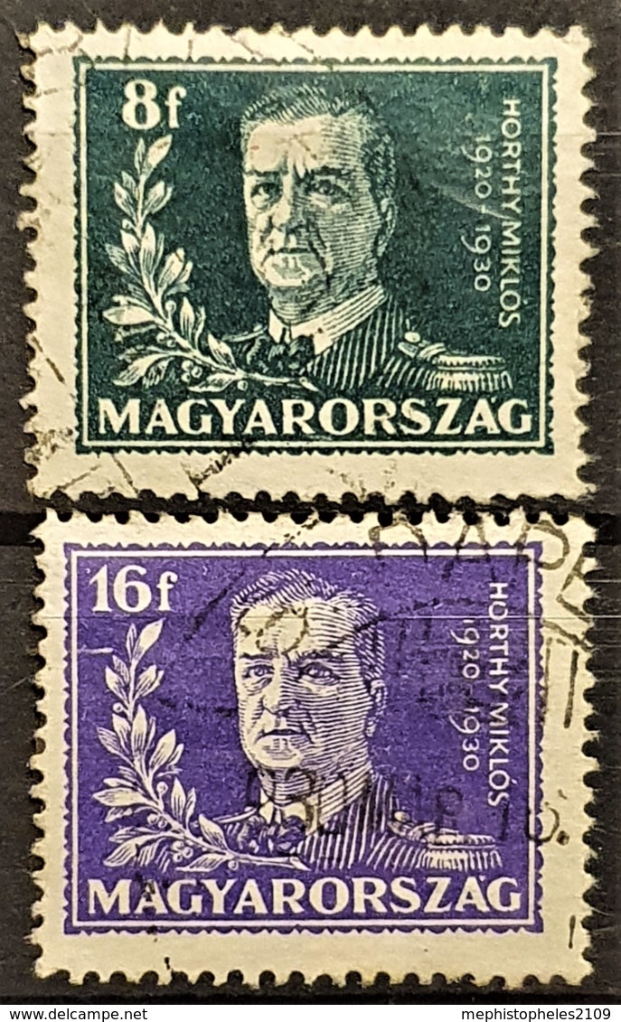 HUNGARY 1930 - Canceled - Sc# 445, 446 - Horty - Oblitérés