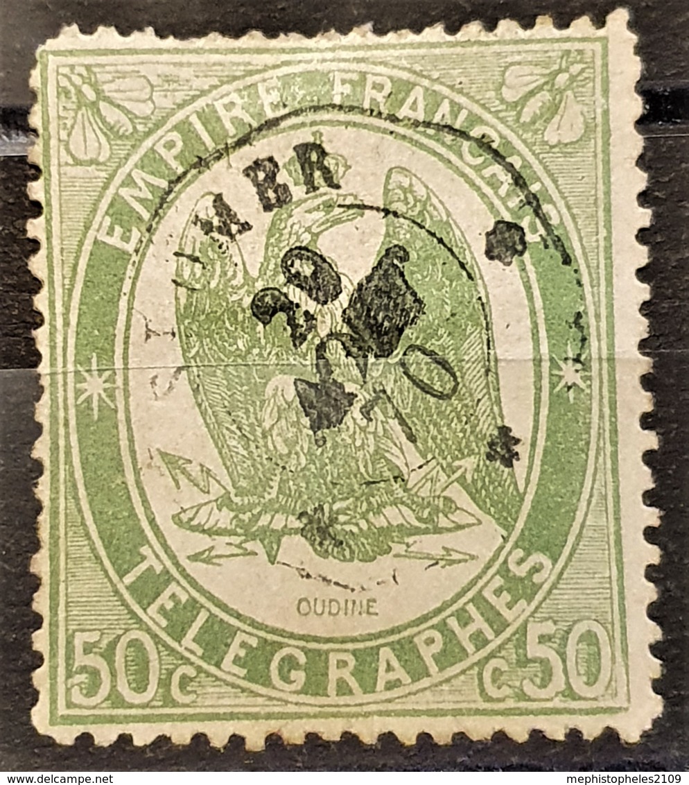 FRANCE 1868 - Canceled - YT 6 - 50c - Télégraphe - Telegraphie Und Telefon