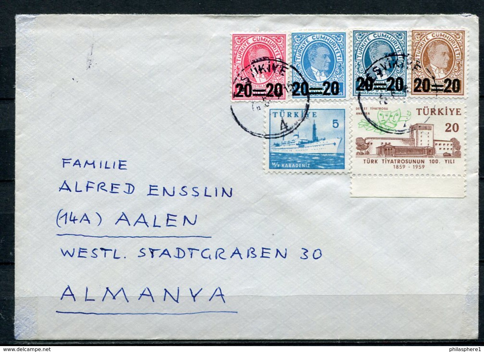 Türkei Brief MIF Tesvikiye - Aalen        (949) - Autres & Non Classés