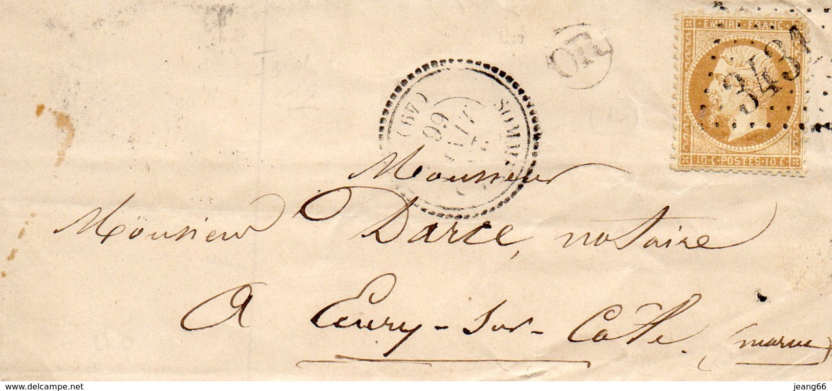 G.C.3431 SOMMESOUS (49) Sur N°21,cachet 22,devant De Lettre Du 24/1/66. - 1849-1876: Période Classique