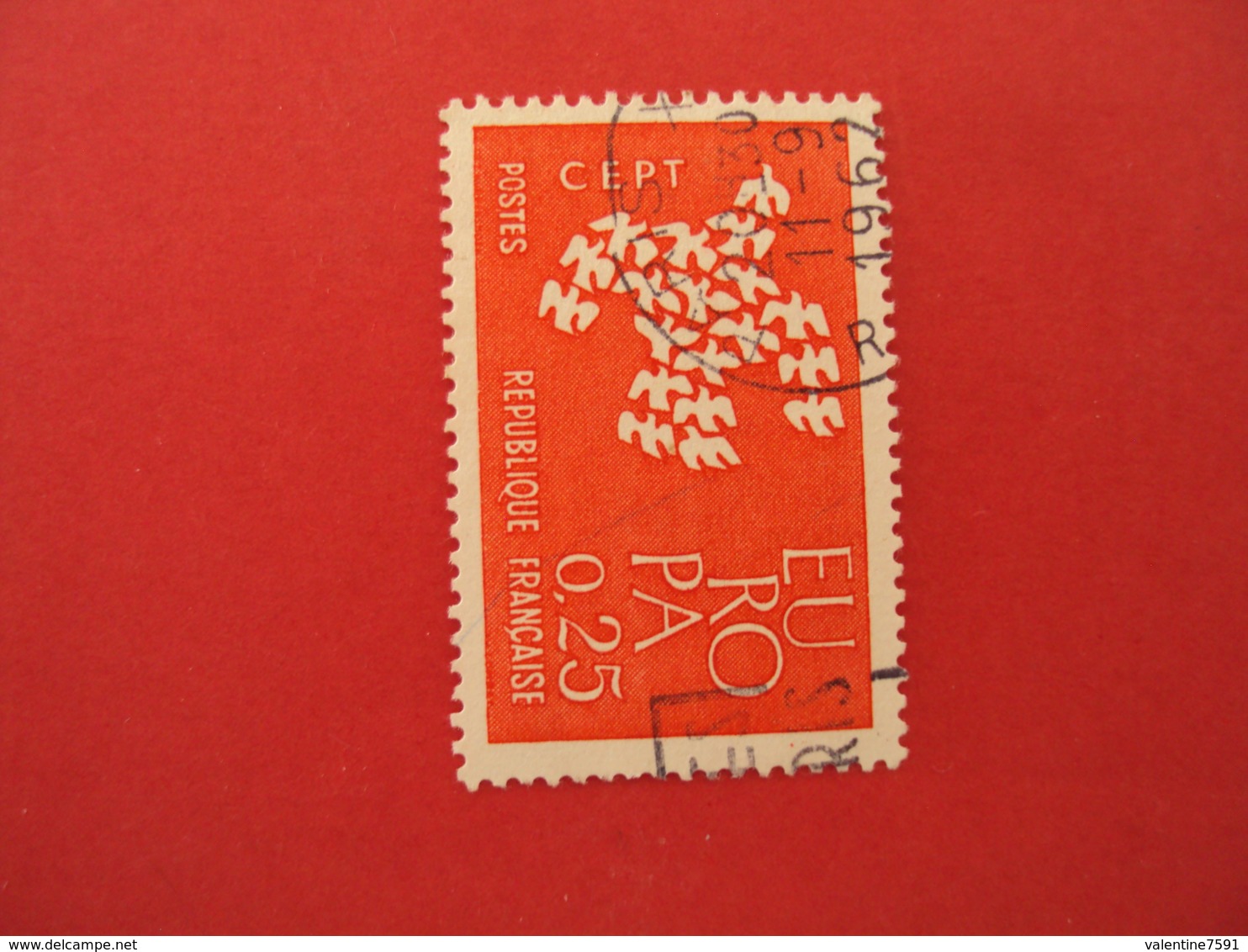 1960  Oblitéré   N° 1309  "  EUROPA 0.25 Rouge  "    Net   0.30     "paris"" - 1961 Marianne (Cocteau)