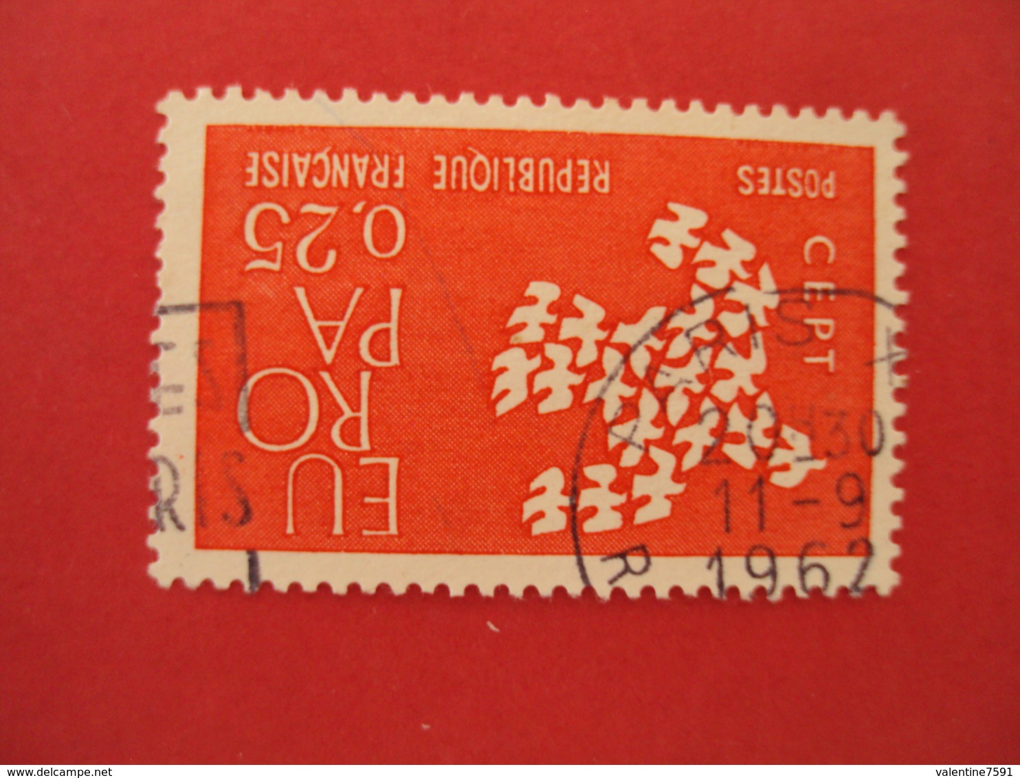 1960  Oblitéré   N° 1309  "  EUROPA 0.25 Rouge  "    Net   0.30     "paris"" - 1961 Marianne Of Cocteau