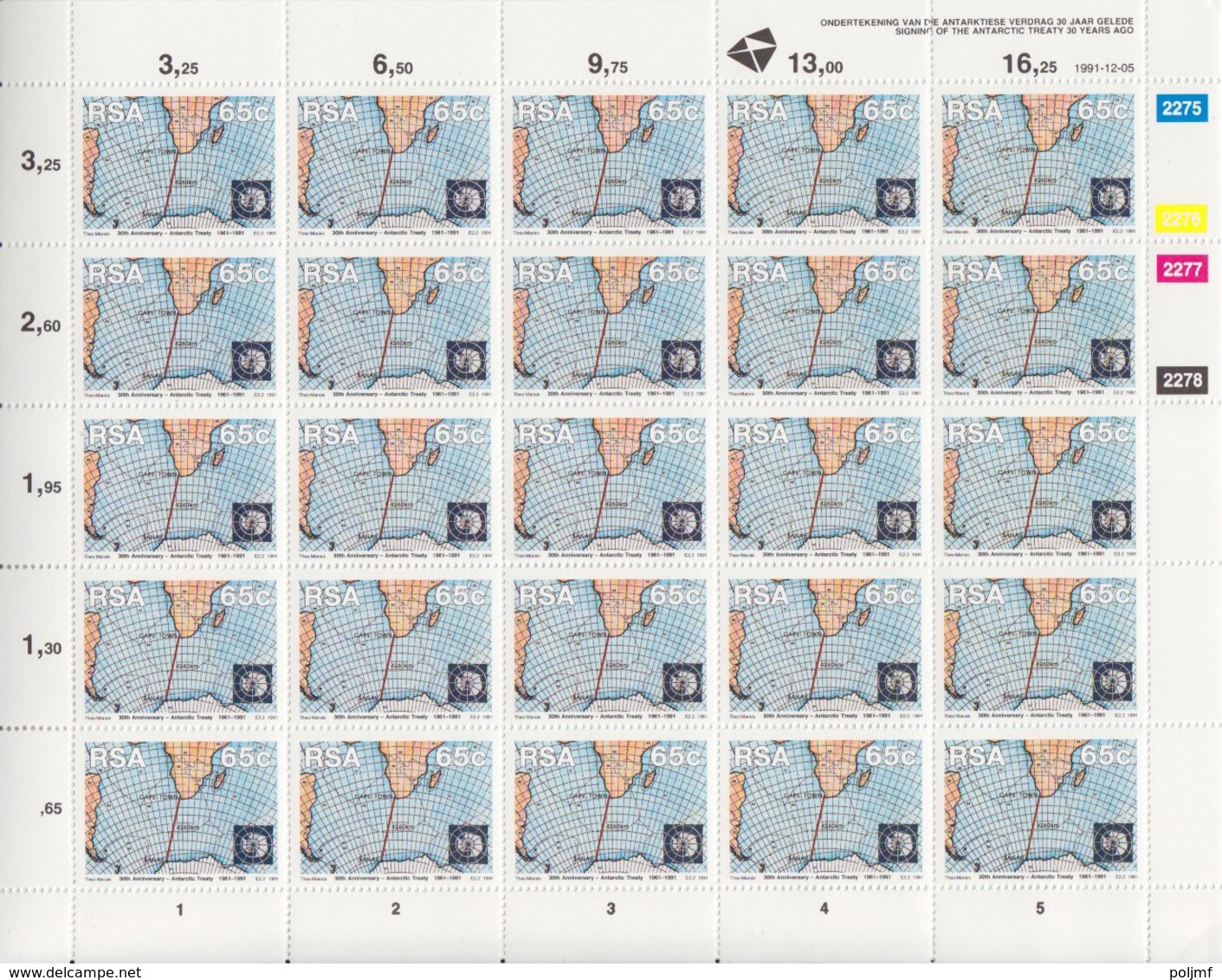 RSA, Feuilles Complètes De 25 TP Des N° 746, 747 (30° Anniversaire Du Traité Sur L'Antarctique), Neuf ** - Ungebraucht