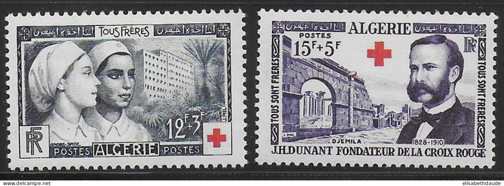 ALGERIE - 1954 - YVERT N°316/317 ** MNH CROIX-ROUGE RED CROSS - COTE = 18 EUR. - - Unused Stamps