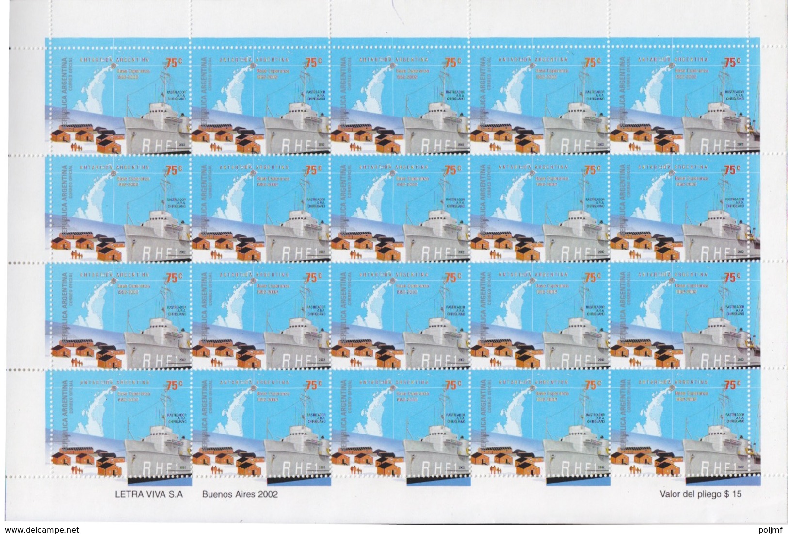 Argentine, Feuilles Complètes De 20 TP Des N° 2291, 2292 (50 Ans De La Base Esperanza), Neuf ** - Unused Stamps