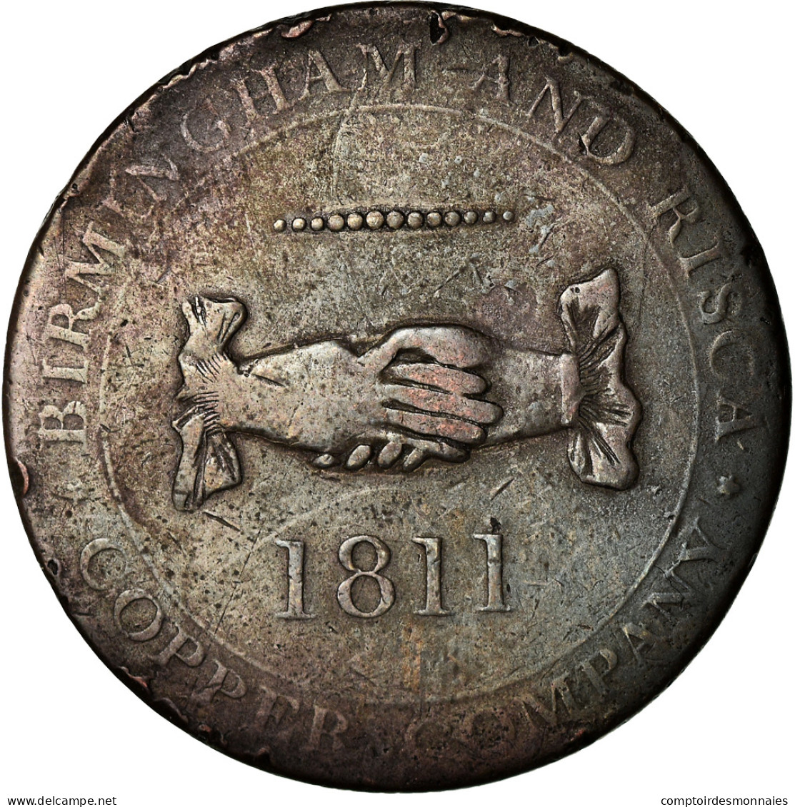 Monnaie, Grande-Bretagne, Warwickshire, Birmingham & Risca, Penny Token, 1811 - Autres & Non Classés