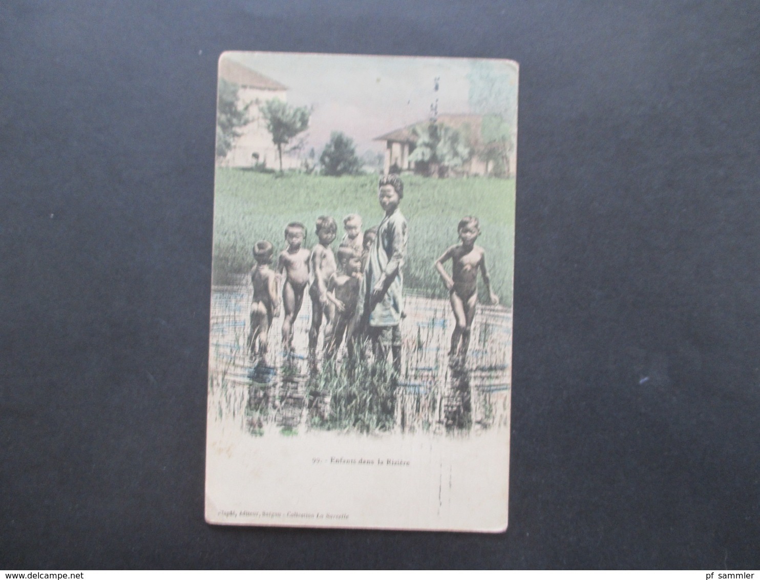 AK Vietnam 1909 Enfants Dans La Riziere. Collection La Sacrelle. Verwendet In Schweden Als Postkarte! Kinder Im Reisfeld - Vietnam