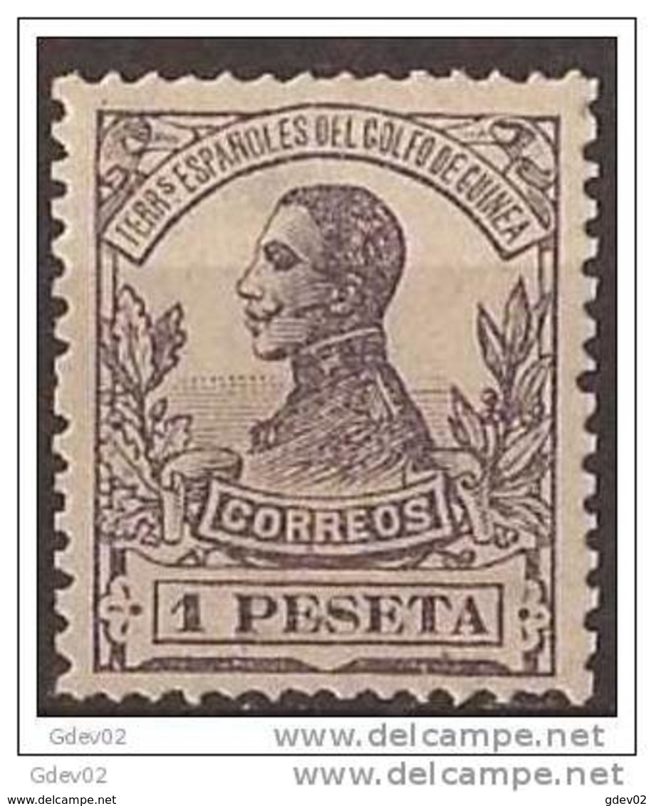 GUI95-LB283TEURESCOLSC.Guinee .GUINEA ESPAÑOLA.Alfonso Xlll.1913. (Ed 95**) Sin Charnela.LUJO - Autres & Non Classés