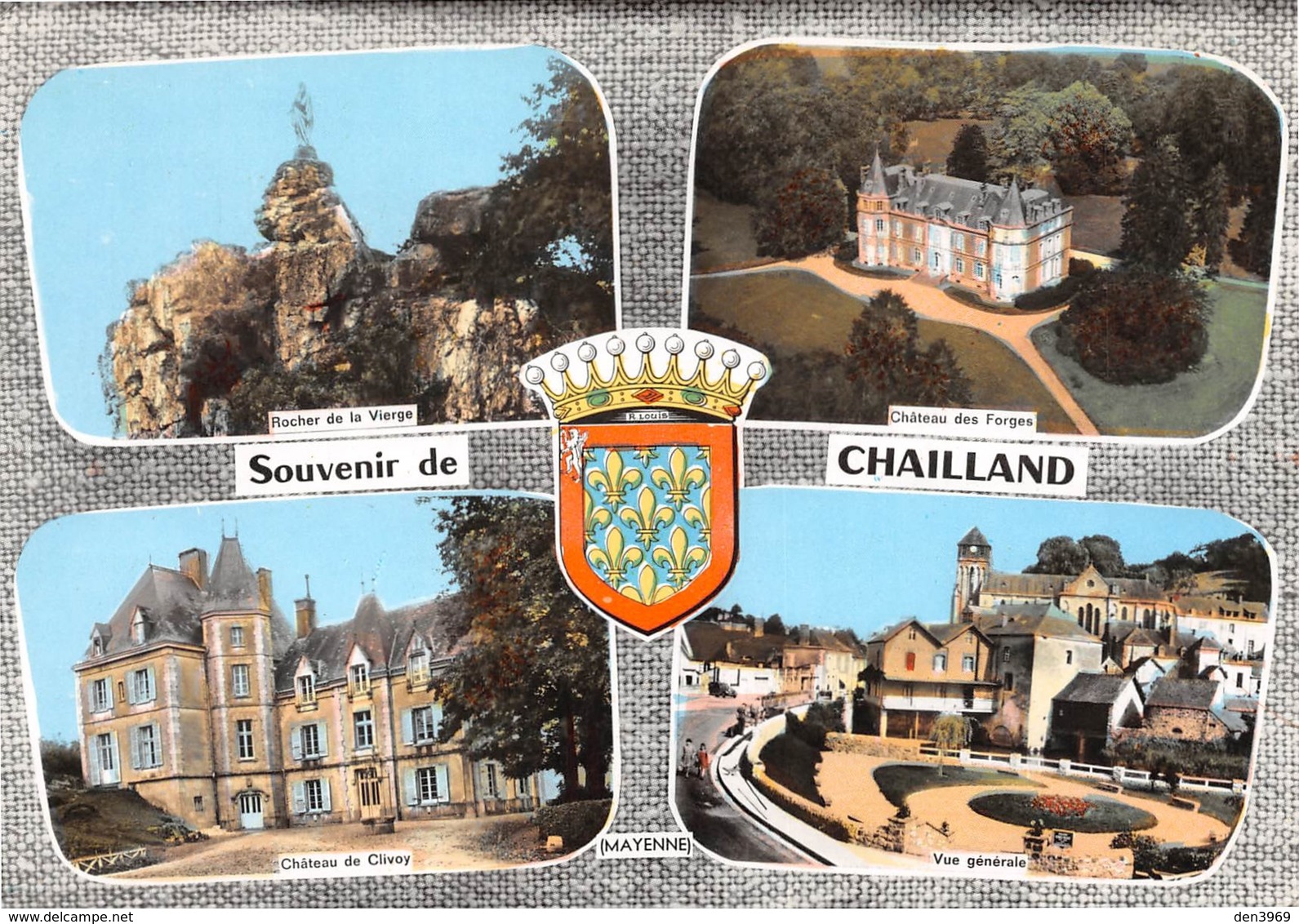 Souvenir De CHAILLAND - Vue Générale - Rocher De La Vierge - Châteaux De Clivoy Et Des Forges - Blason Robert Louis - Chailland