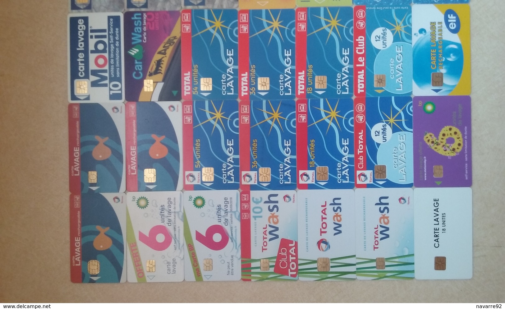 LOT DE 35 CARTES A PUCE LAVAGE : AGIP, BP, TOTAL, ELF B.E ET T.B.E !!! - Lavage Auto