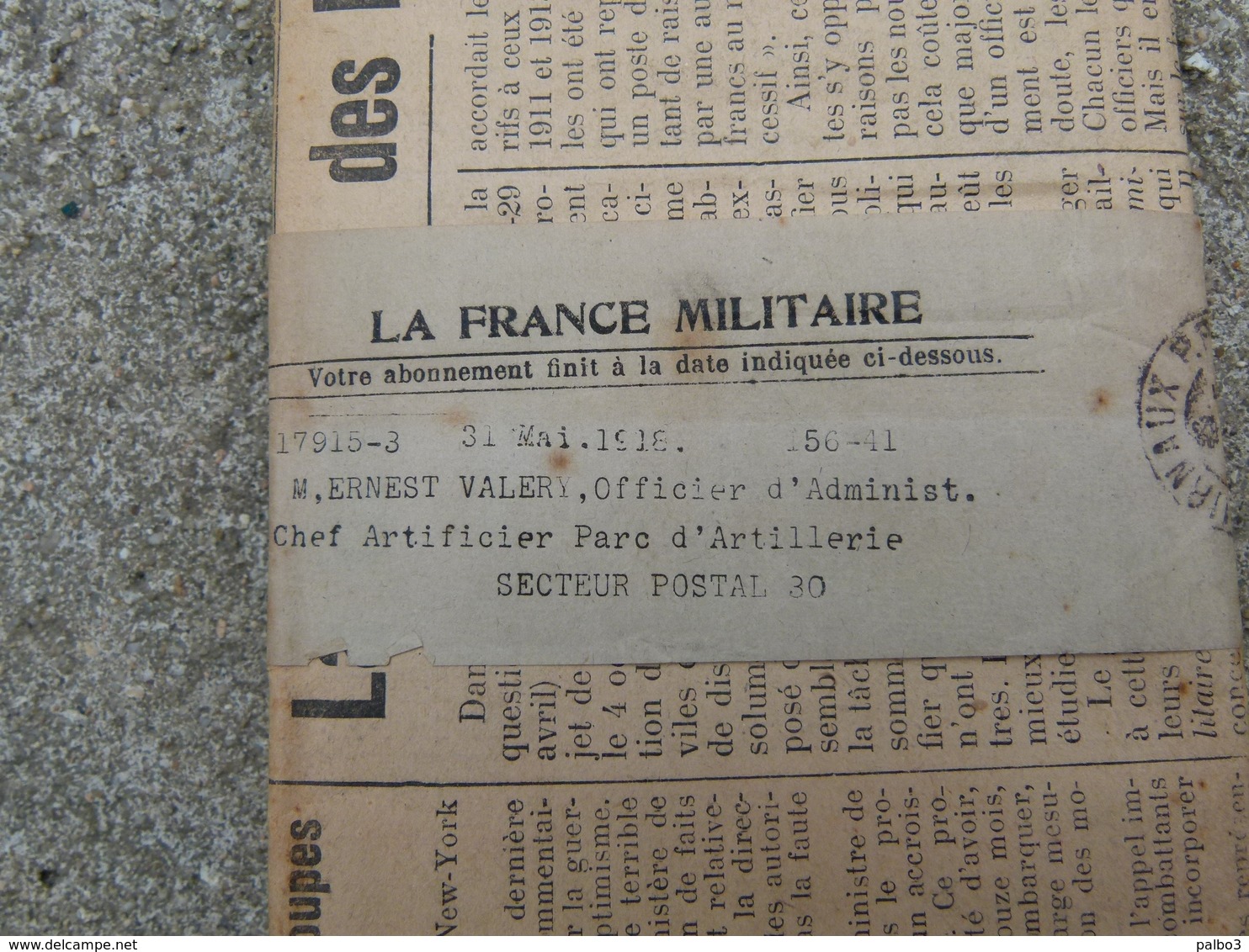 Journal La France Militaire Avec Etiquette Attribué A Un Officier Artilleur - 1914-18