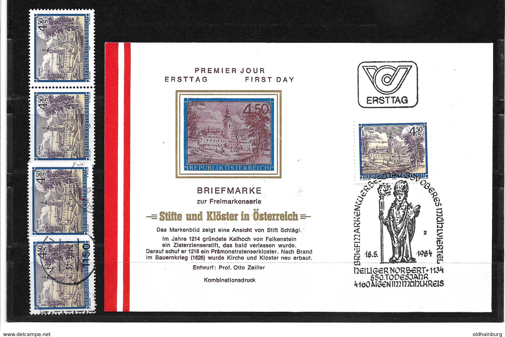 6014d: Österreich 1984, Stift Schlägl, 4160 Aigen Im Innkreis, Beleg Und 4 Postfrische/ Gestempelte Briefmarken - Ried Im Innkreis