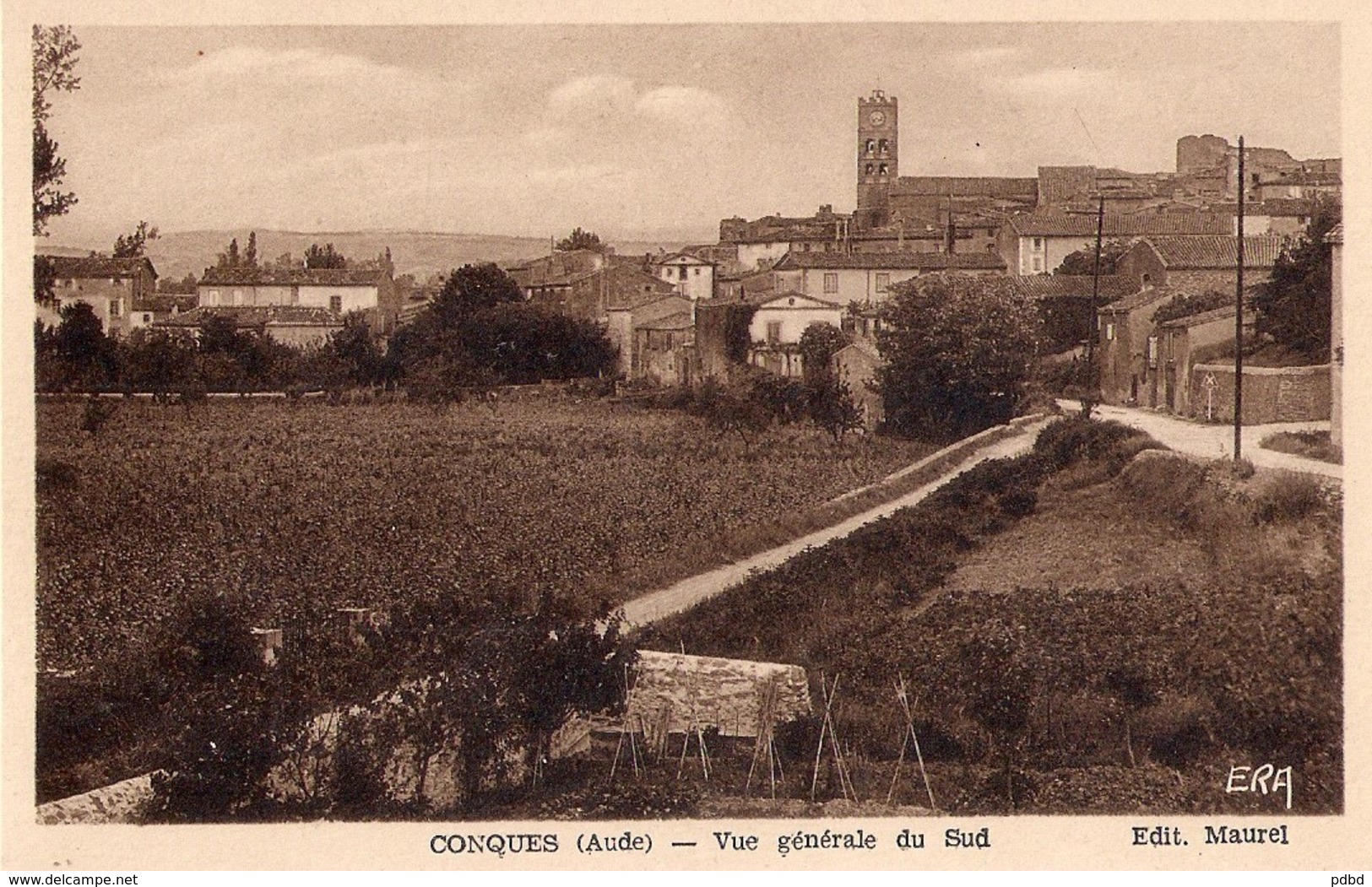 11 . CONQUES . 4 CPA . VG . Rue . Eglise . Mairie . - Conques Sur Orbiel