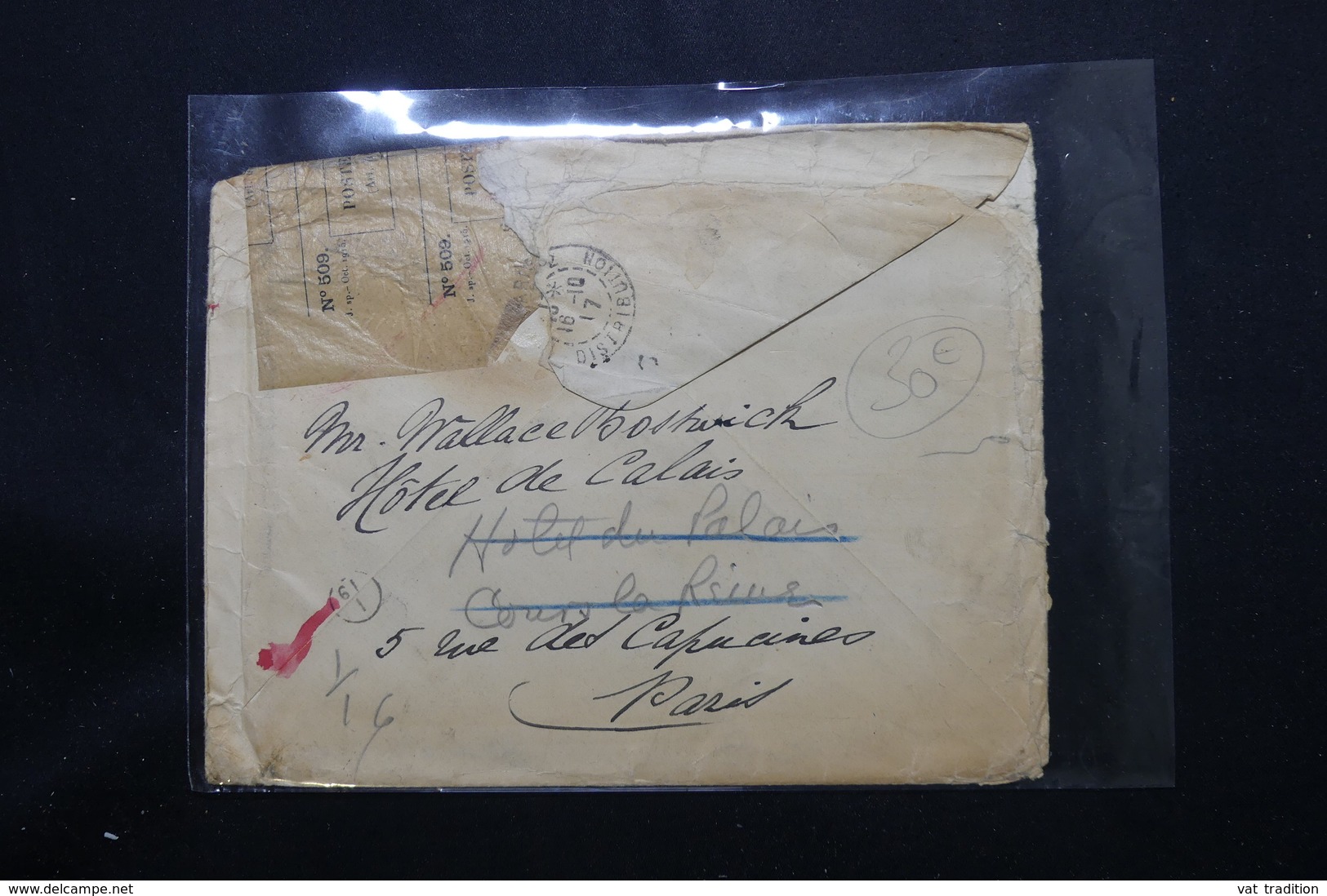 ETATS UNIS - Enveloppe De Montclair Pour La France En 1917 Avec Ouverture De La Poste Française , Redirigée - L 57501 - Marcofilia