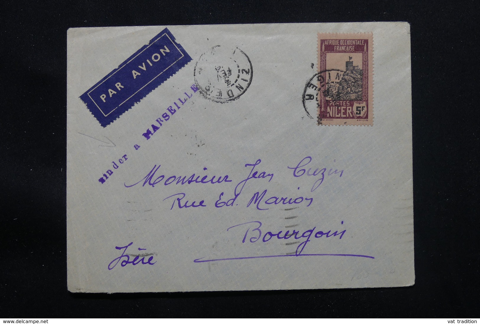 NIGER - Enveloppe De Zinder Pour La France Par Avion En 1936, Griffe " Zinder à Marseille ", Affran. Plaisant - L 57517 - Lettres & Documents