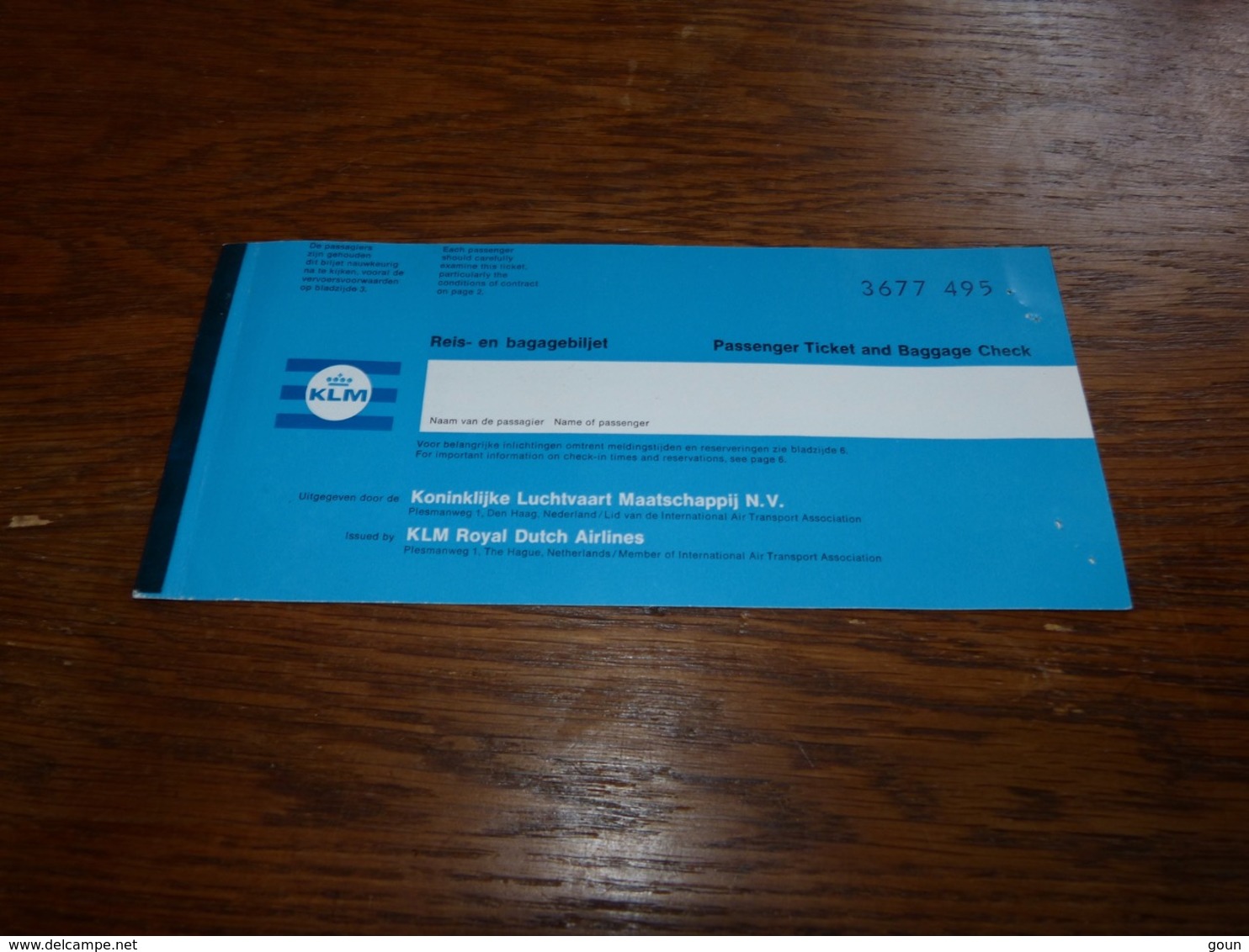 Ticket Billet KLM Royal Dutch Airlines 1968 Brussels Trinidad Barbados New York - Mondo