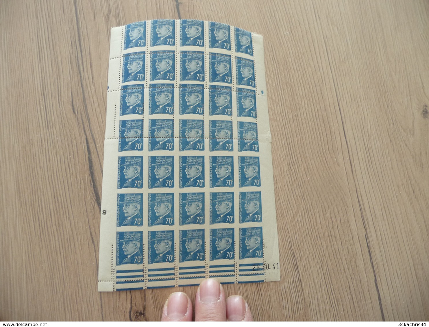 France Variété TP N° 510 Pétain 70 C Bleu Plane 30 TP Dentelure Décalée Voir Inexistante 6 Charnière En Bord De Feuille - Neufs