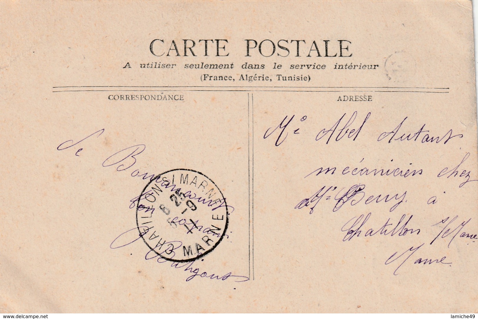 Carte De 1911 à Identifier  Tampon De HERMONVILLE à CHATILLONS - Châtillon-sur-Marne
