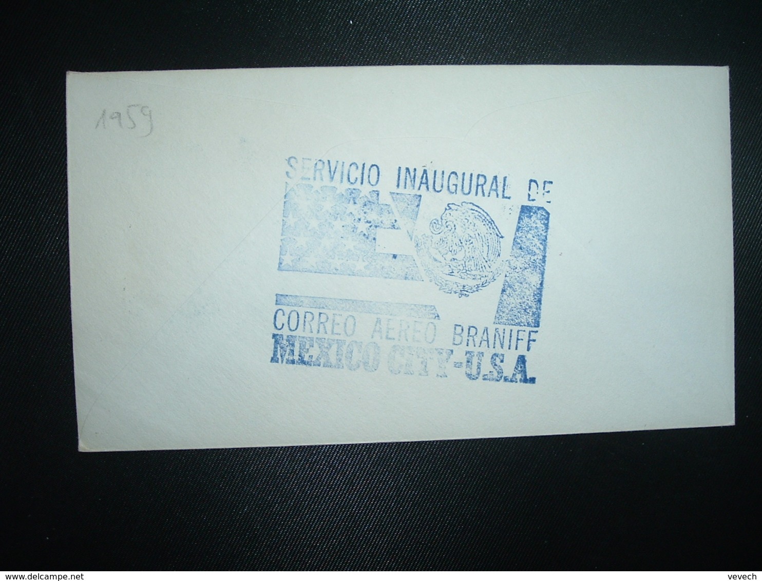 LETTRE TP JUPITER 7c OBL. + NV 59 1 PM SAN ANTONIO INAUGURAL AIR MAIL FLIGHT BRANIFF INT AIRWAYS USA MEXICO CITY - Autres & Non Classés