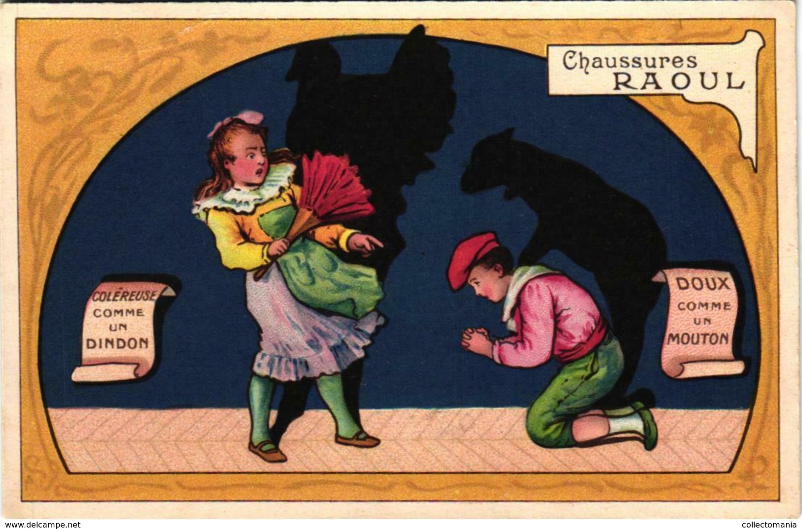 3 Postcards Advert. Chaussures Raoul Animal Shadows Proverbs  Litho Illustrateur Litho Louis Théophile Hingre VG Art - Scherenschnitt - Silhouette