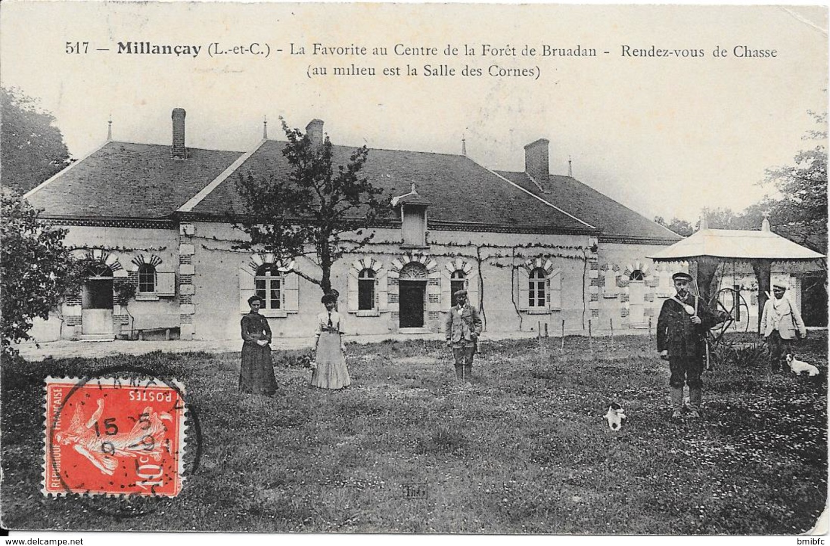 1911 - Millançay - La Favorite Au Centre De La Forêt De Bruadan - Rendez-vous De Chasse (cliché Avec Garde-chasse) - Autres & Non Classés