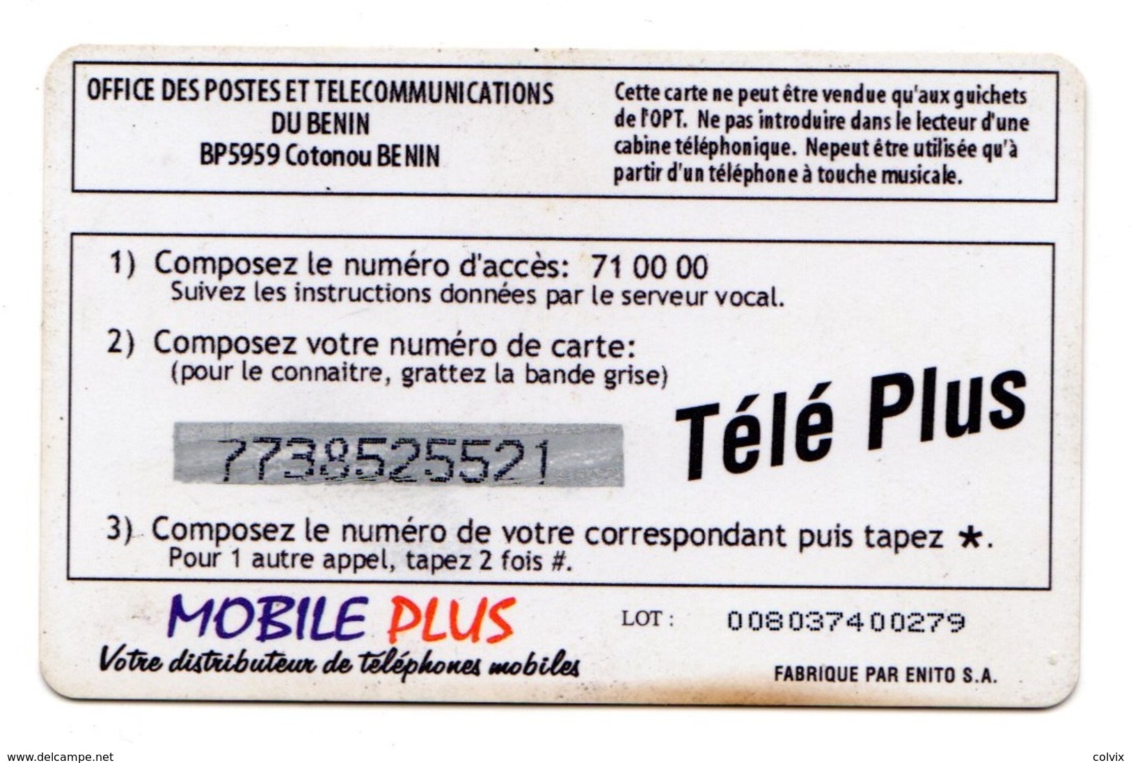 BENIN Prépayée TELE PLUS 50 U - Benin