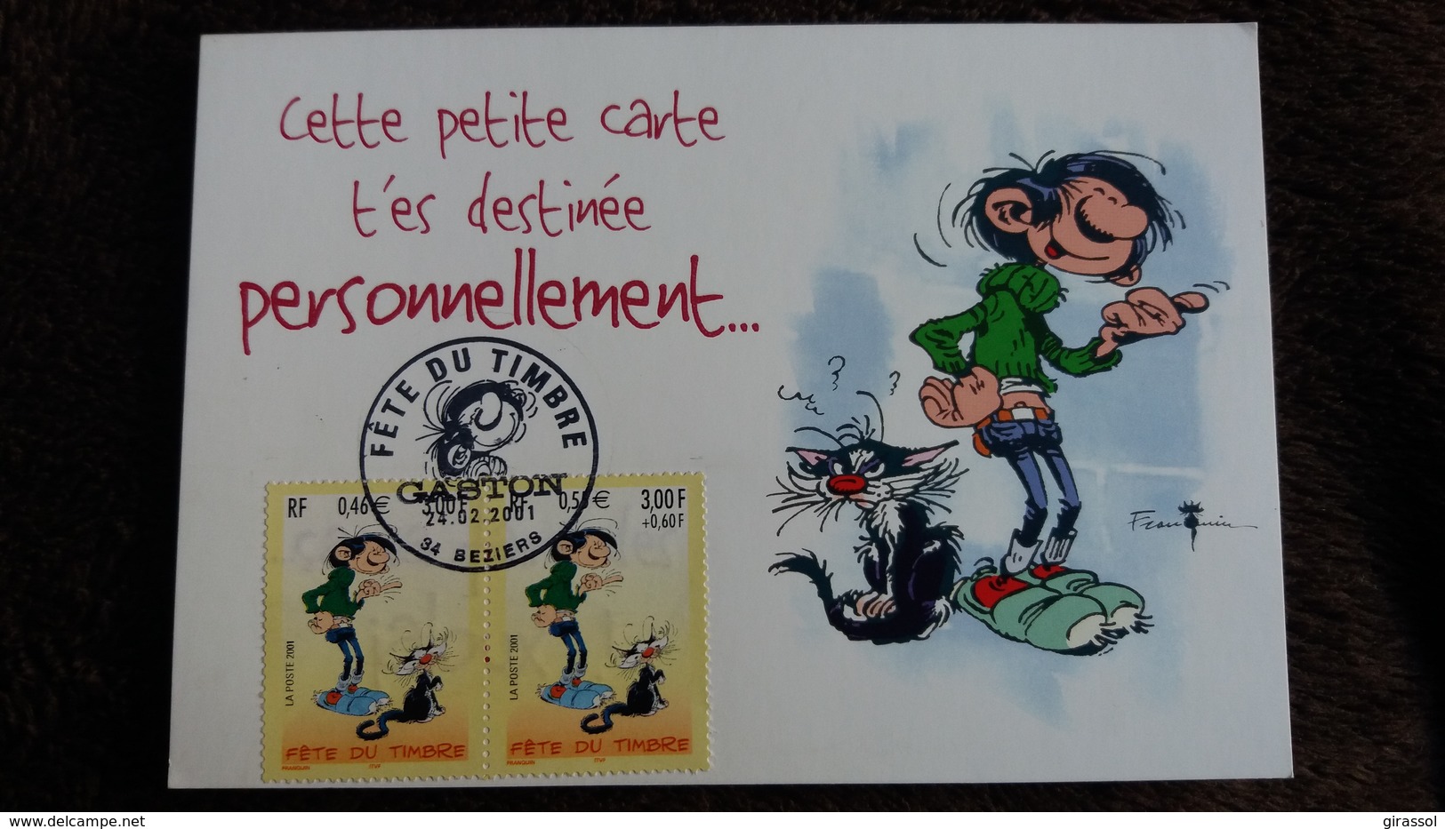 CPM GASTON LAGAFFE FRANQUIN FETE DU TIMBRE BEZIERS 02 2001 TIMBRES MAXIMUM - Comics