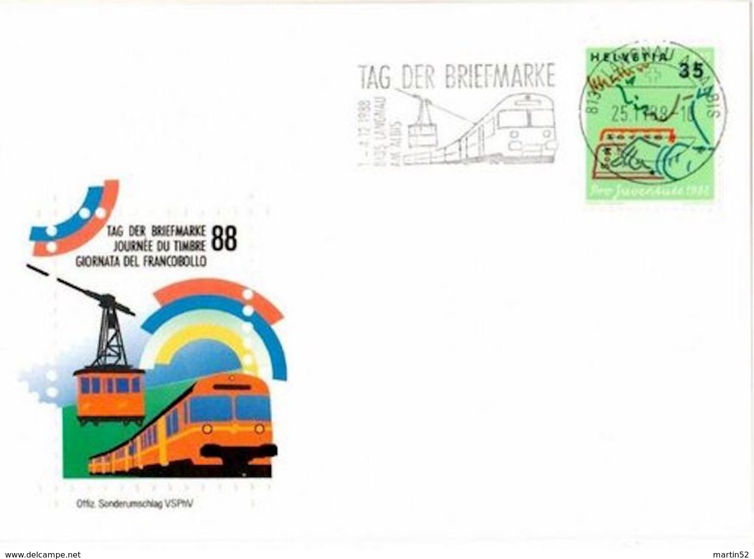 Schweiz Suisse 1988: Bild-PK CPI Officielle Zu WI 307 Mi 1381 Yv 1309 Mit O LANGNAU AM ALBIS 25.11.88 TAG DER BRIEFMARKE - Día Del Sello