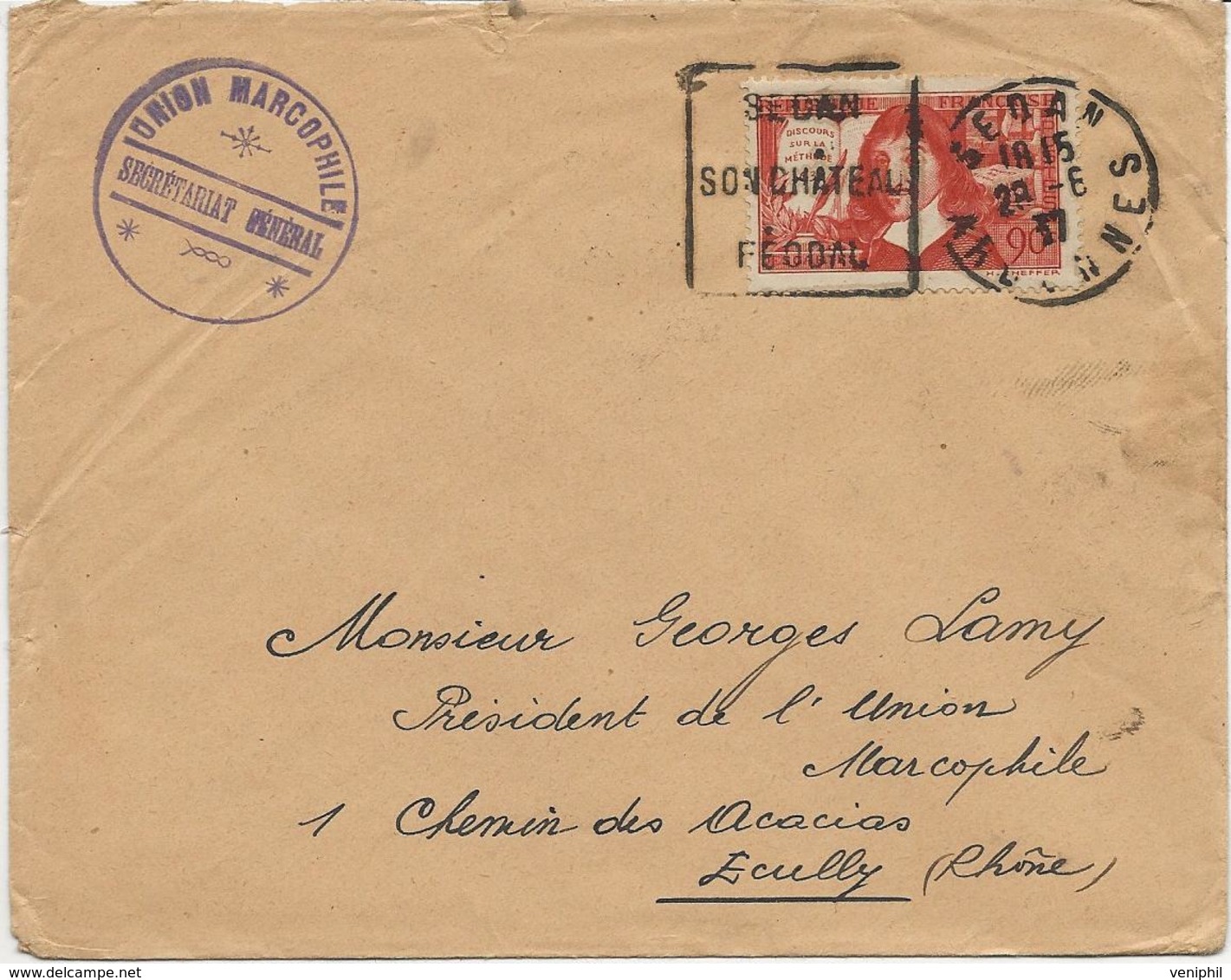 LETTRE OBLITERATION DAGUIN - SEDAN-SON CHATEAU FEODAL -1937 - Mechanical Postmarks (Other)