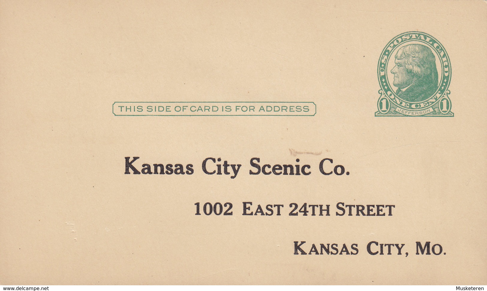 United States Postal Stationery Ganzsache Entier 1c. Jefferson PRIVATE Print KANSAS CITY SCENIC Co. Montana (2 Scans) - Otros & Sin Clasificación