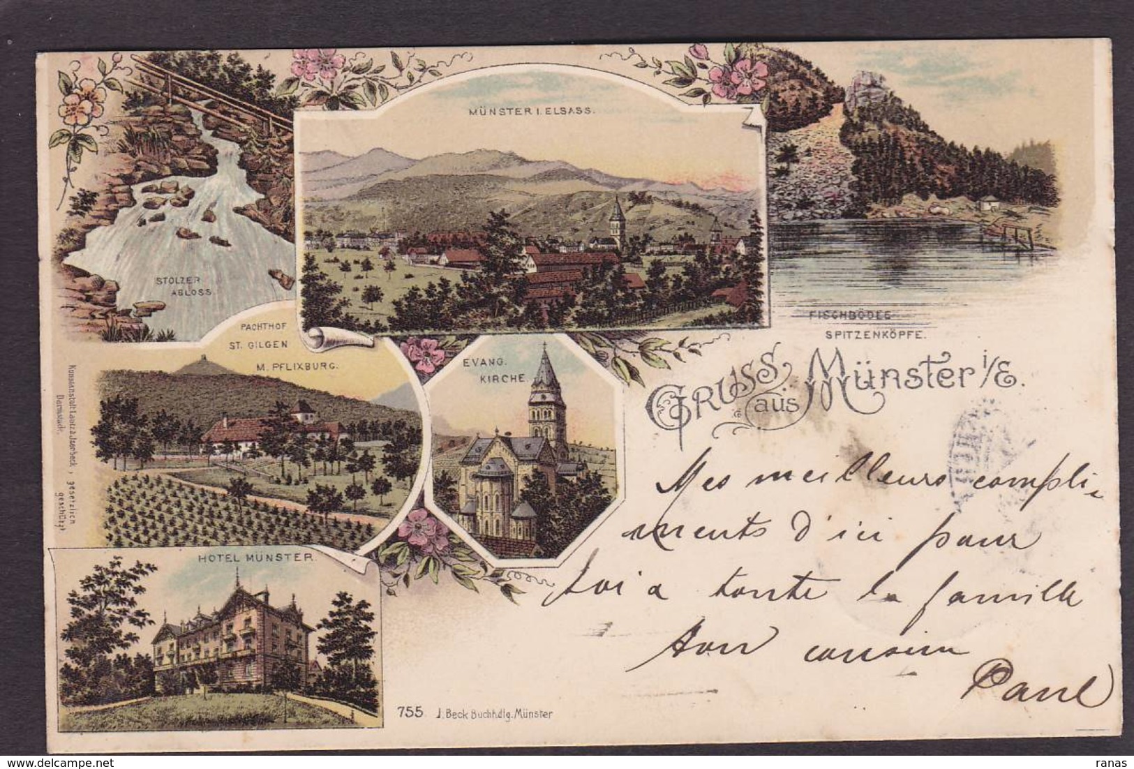 CPA Haut-Rhin 68 Munster Litho Gruss Circulé En 1898 Précurseur - Munster