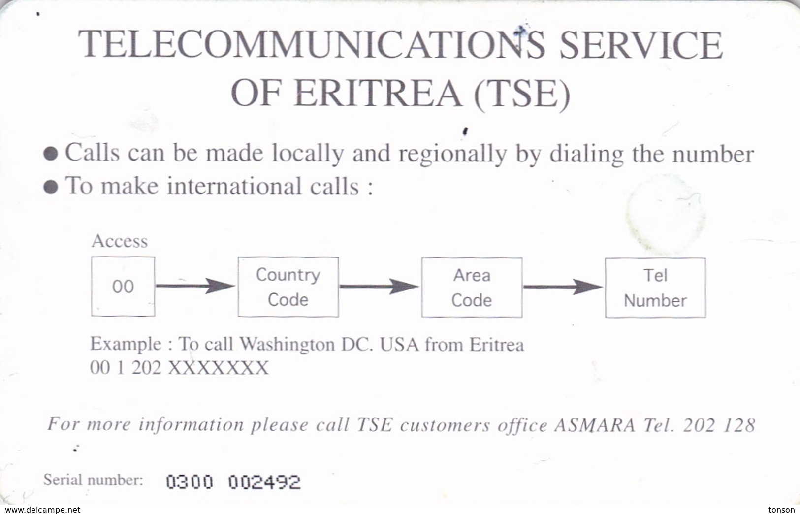 Eritrea, ER-ERI-0010B, Three Seasons In Two Hours - The Rock, 2 Scans.    GEM5 (Red) - Eritrea