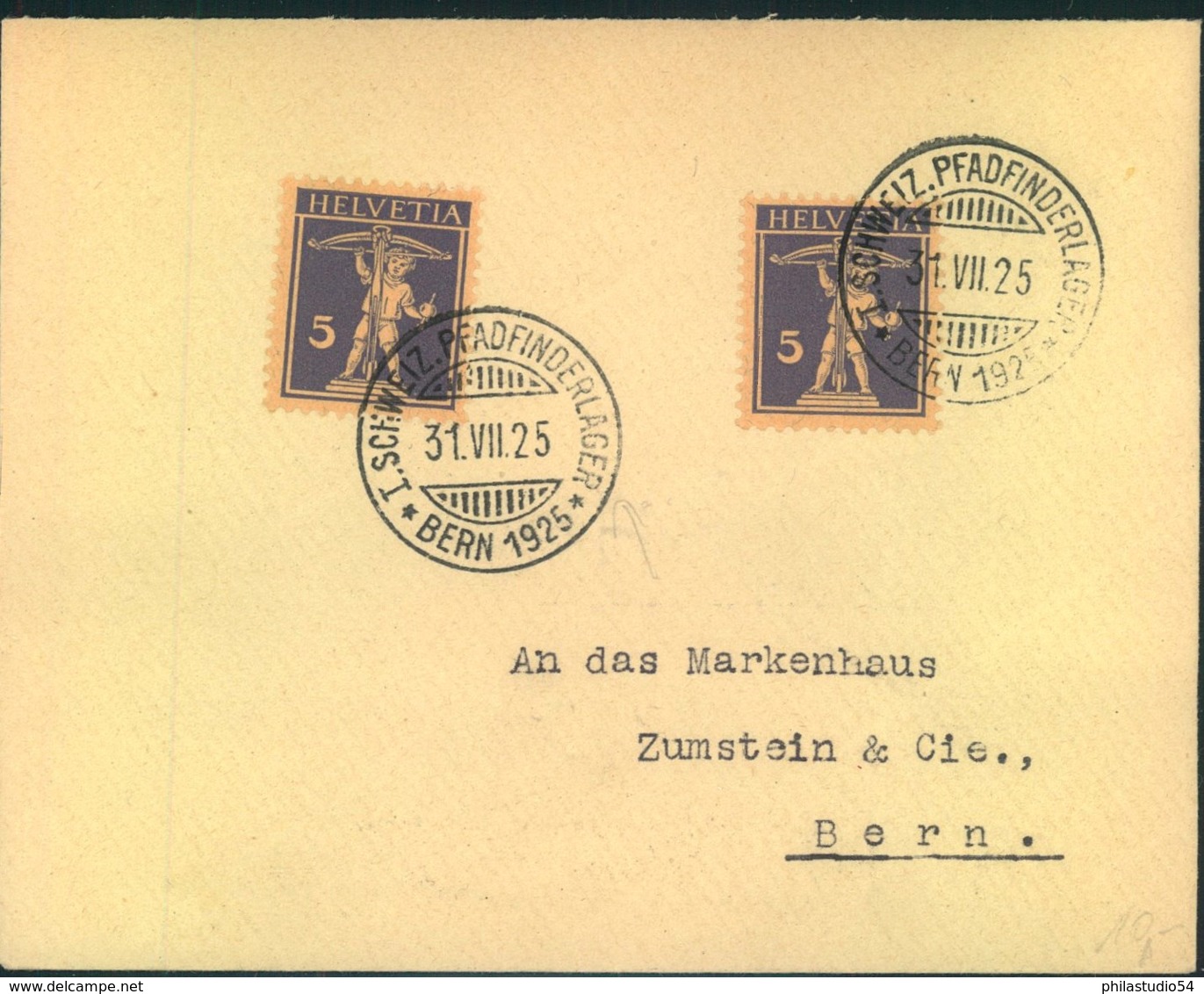 1925, "SCHWEIZER PFADFINDERLAGER BERN 1925" Sonderstempel; Boy Scouts - Sonstige & Ohne Zuordnung