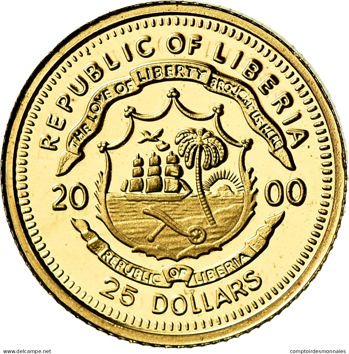 Monnaie, Liberia, 25 Dollars, 2000, FDC, Or - Liberia