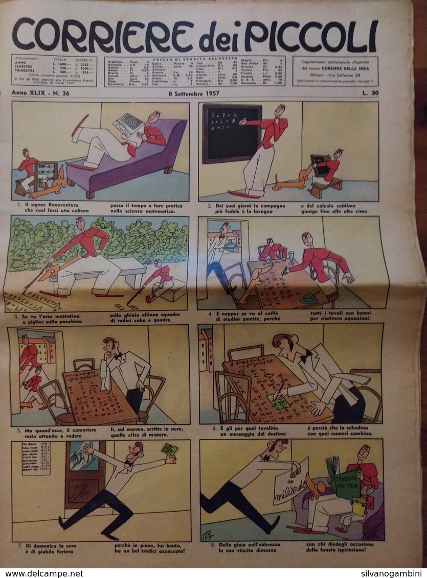 CORRIERE DEI PICCOLI 8 SETTEMBRE 1957 NR.36 - Corriere Dei Piccoli