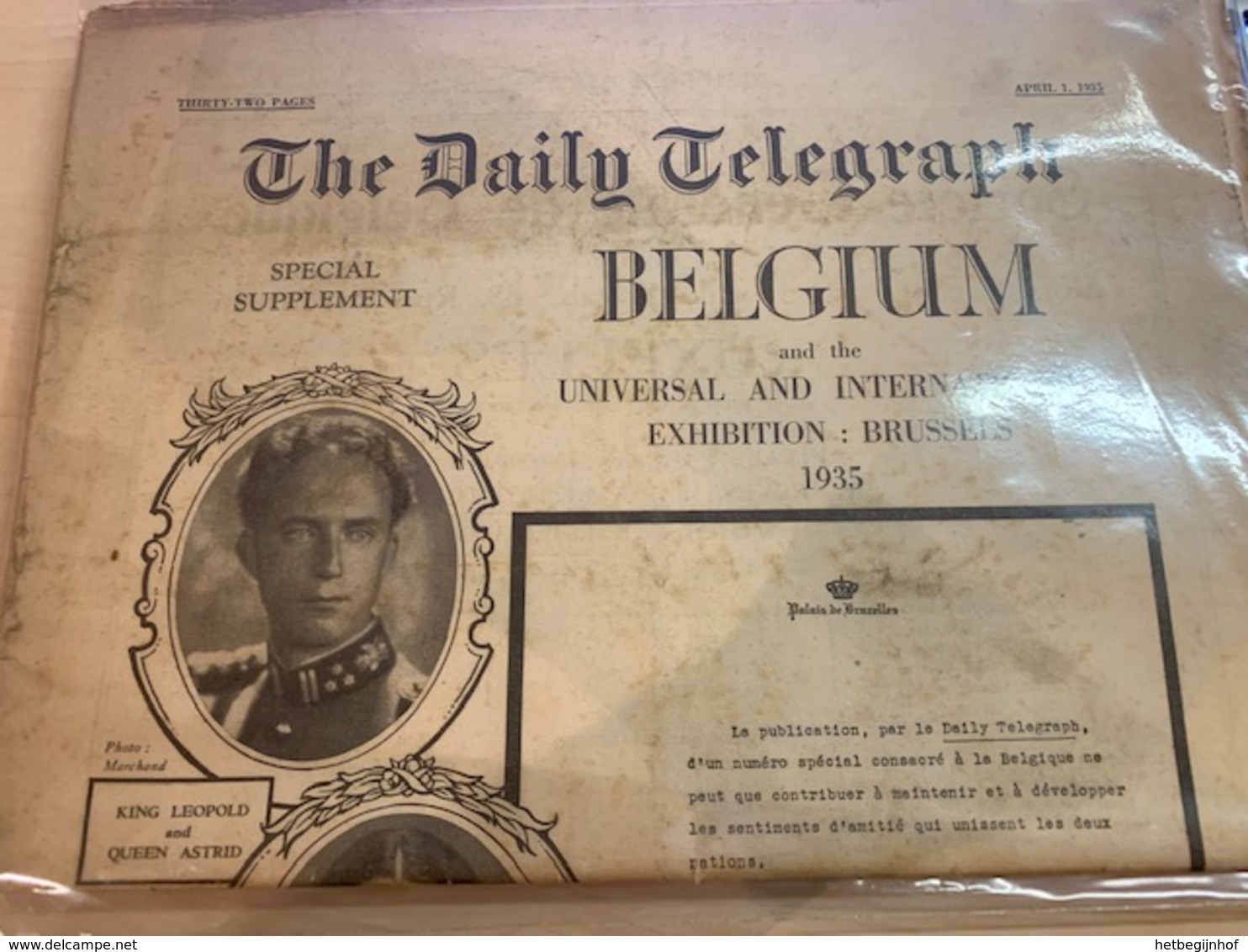 The Daily Telegraph - Special Supplement - Belgium Expo 1935 - April 1 1935 - Europe