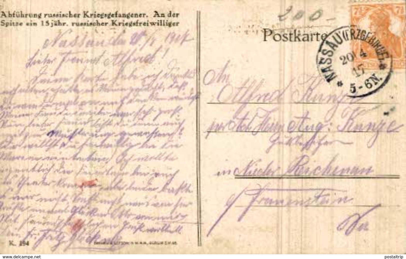Abführung Russischer Kriegsgefangener - 15jähriger Kriegsfreiwilliger 1914/15  WWI WWICOLLECTION - Russia