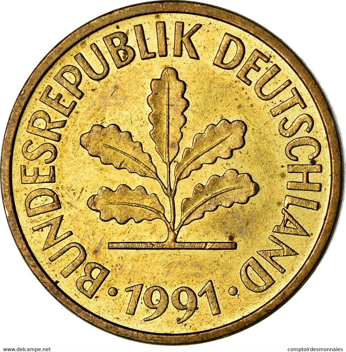 Monnaie, République Fédérale Allemande, 5 Pfennig, 1991, Hambourg, SUP, Brass - 5 Pfennig