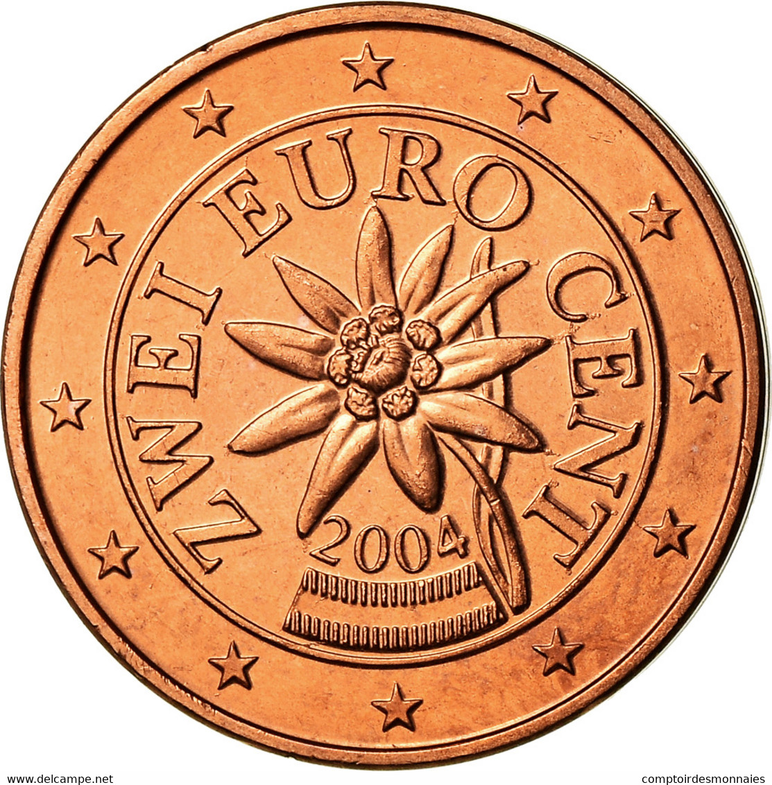 Autriche, 2 Euro Cent, 2004, SPL, Copper Plated Steel, KM:3083 - Autriche