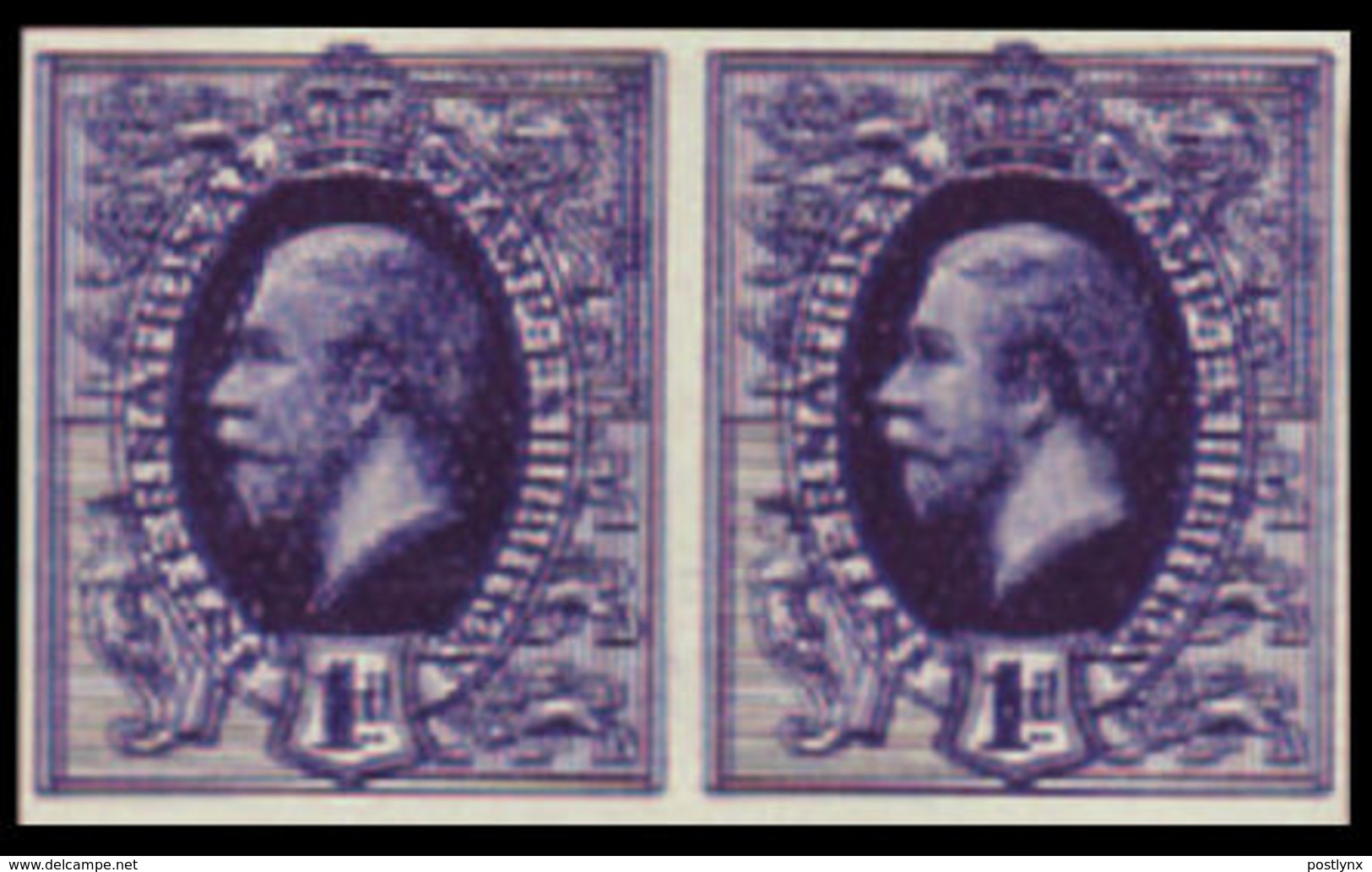 GREAT BRITAIN 1912 George V D.Viol.Blue 1d Int.Stamp Exhibition ESSAY IMPERF.PAIR ERROR:2Xprint - Ensayos, Pruebas & Reimpresiones