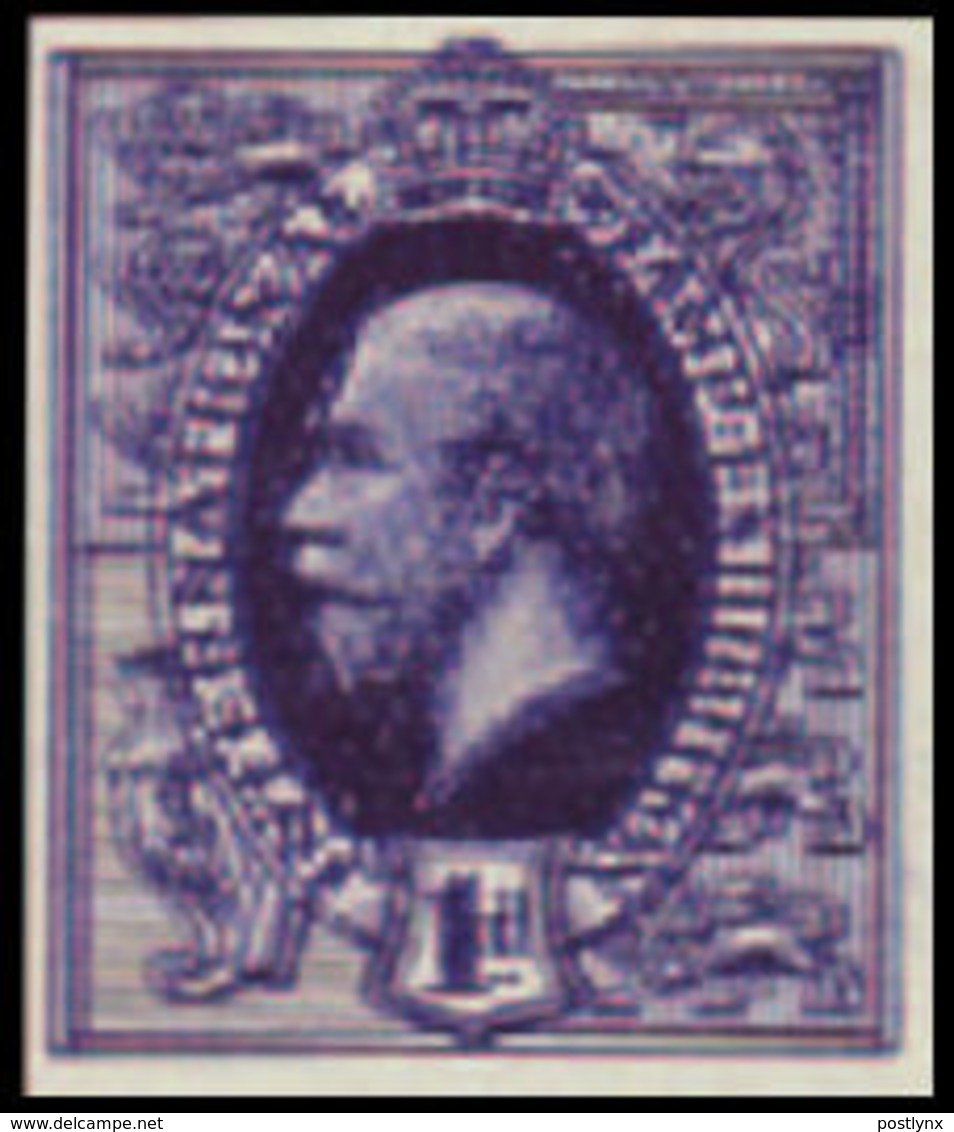 GREAT BRITAIN 1912 George V D.Viol.Blue 1d Int.Stamp Exhibition ESSAY IMPERF.ERROR:2Xprint - Prove & Ristampe